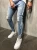 Import Wholesale Hot Sale Custom washed breathable jeans men  biker jeans men 2020 side stripe casual ripped men jean trousers 6758 from China