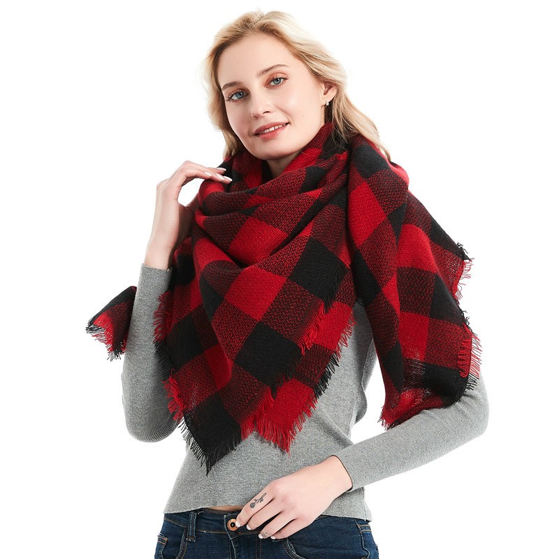 Wholesale Luxury Warm Bands Scottish Plaid Ladies Winter Knitted Women Mexican Poncho Shawl And Scarf