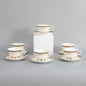 Wholesale Porcelain Tea Cup And Saucer With Gold Rim