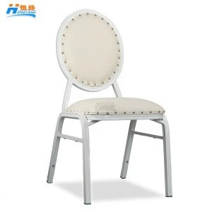 wholesale round back aluminum hotel dining chair banquet white price steel vinyl banquet chair with upholstered cushion