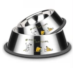 Wholesale stainless steel  anti-overturning  pet feeding bowl dog plate rice bowl dog bowl supplies