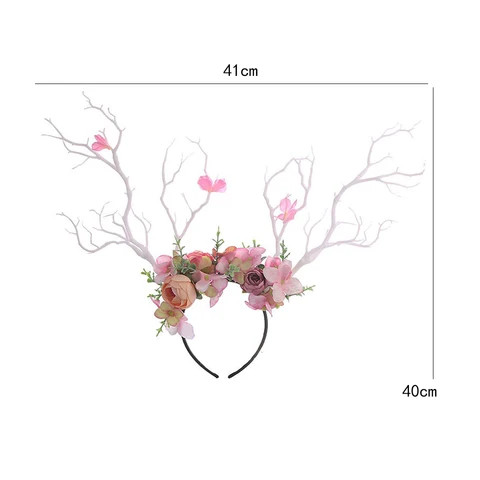 Wholesale Super large simulated branch flower headband elk antler headband Super Fairy Ladies holiday party photo dress up