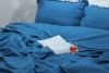 Wholesale Teal Blue Cotton Tassel Fringes Duvet Cover Set Queen/Full/Twin/King Boho Bedding 100% Cotton Exclusive Duvet Cover