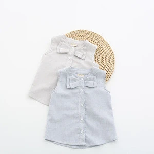 Wholesale white blank cotton baby girls summer cartoon sleeveless t-shirt from China Supplier