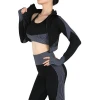 wholesale yoga set sportswear 3 piece sets running suit fall womens fitness apparel with long sleeve jacket