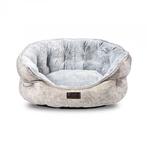 Winter Printed Composite Short Plush Fur Pet Sofa Pp Cotton Filling Warm Comfort Dog Bed