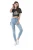 Import Women casual sexy stretchy washed denim jeans ripped hole skinny blue color womens jeans from China
