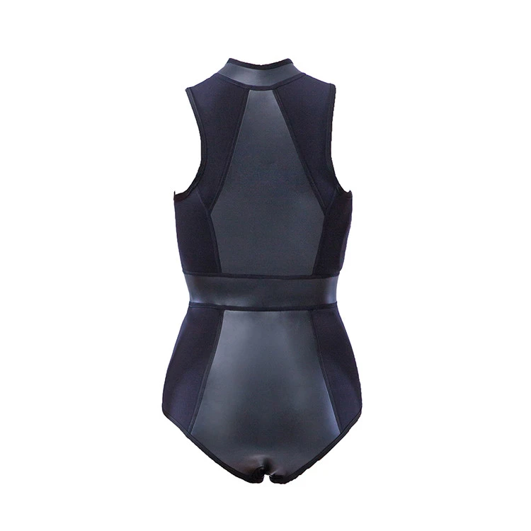 Women&#x27;s Shorty Black Wetsuit One Piece Sleeveless Front Zip 1mm Neoprene Diving suit