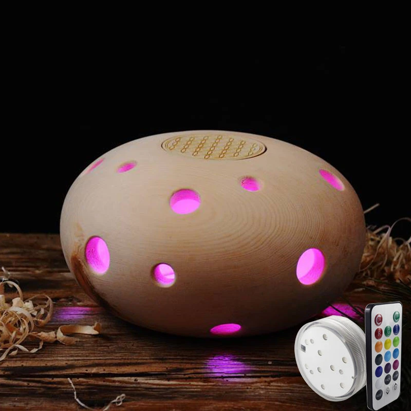 Wood Remote Controlled Led Light Base For Home Decoration