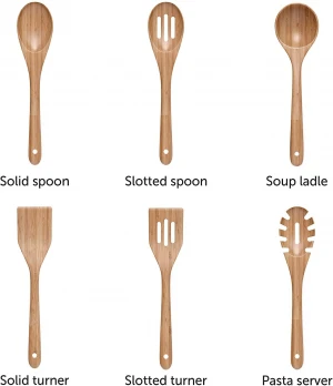 Wooden Kitchen Utensils Se tNon-Stick Bamboo Wooden Utensils for Cooking  Wooden Spoons for Cooking Spatula, Ladle Turner Pasta