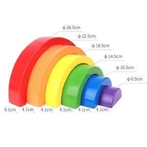 Wooden Rainbow Stacking Game Learning Toy Building Blocks Educational Toys for Kids