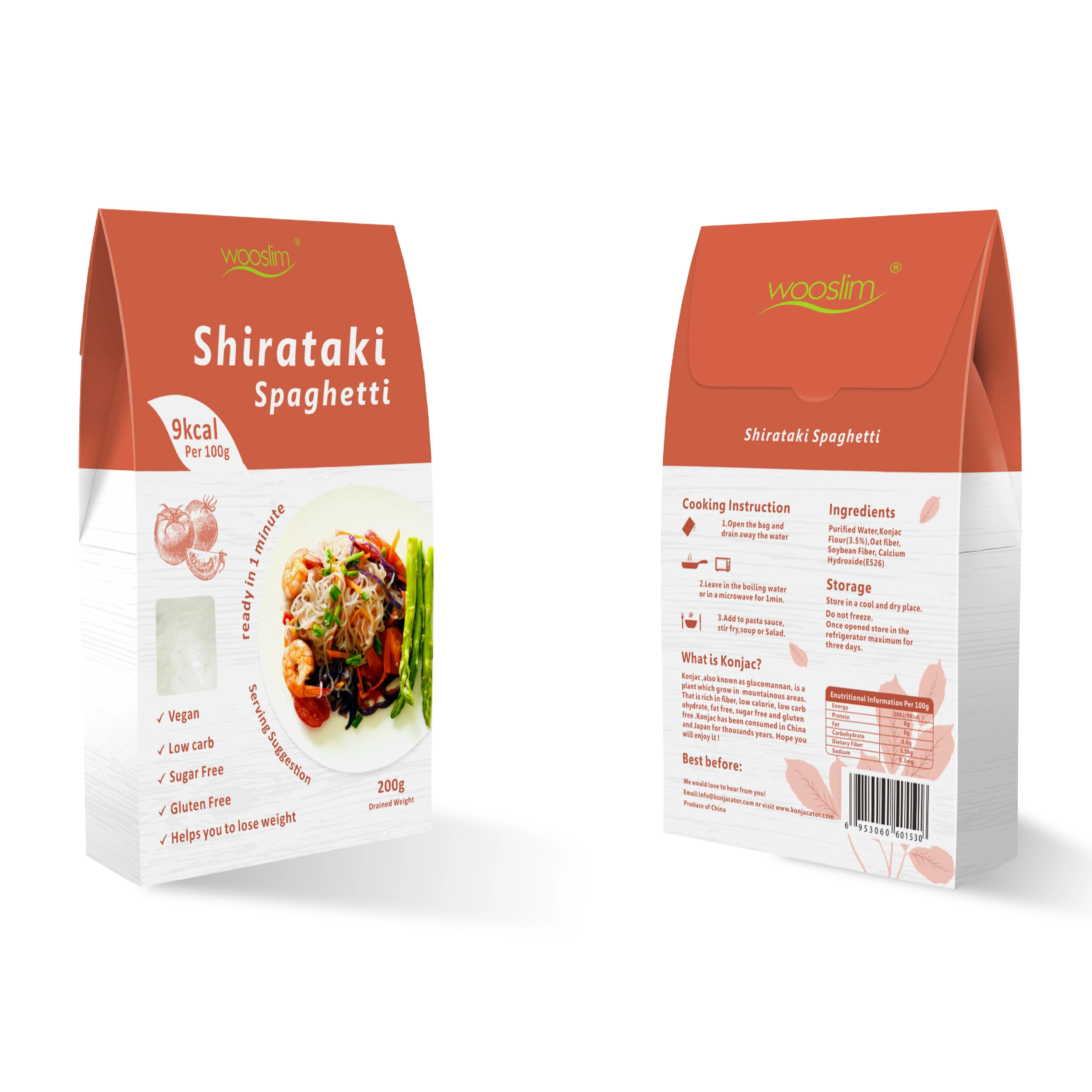 WOOSLIM Branded Shirataki Noodles Konjac Spaghetti  Konnyaku Instant Noodles with Zero Carb