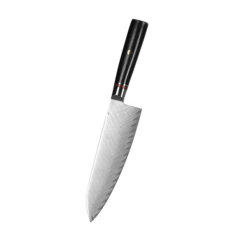 Yangjiang 100% Custom Hand Forged AUS-10 Damascus Steel Kitchen Chef Damascus Knife with fishtail Pattern