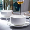 YAYU Luxury Antique Europe Broth bowl with saucer cheap price white Ceramic soup tureen set porcelain made-in-china