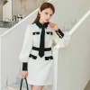 YIGELILA 2021 Spring Office Ladys Dress Black and White Long Sleeve Business Casual Dress Elegant Cocktail Dress