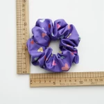 Yucat 2022 Wholesale Women Fabric Elastic Band Scrunchies Accessories Custom Print Purple Satin Hair Scrunchies