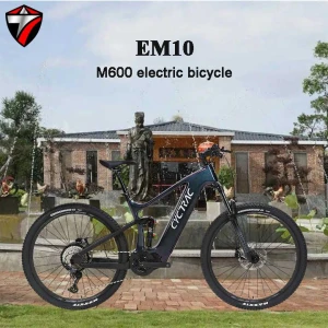 Full suspension fat tire electric mountain hybrid bike EM10 for adults with Bafang M600 carbon frame bicycles