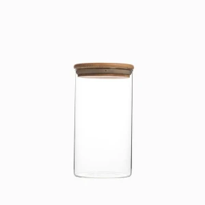 Professional Customized 1000ml Glass Spice Jar With Bamboo Lid Glass Container Honey Jar kitchen Set Storage