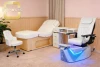Electric Facial Massage Bed Light Wood Grain Base Cream Waterproof PU Surface Adjustable Backrest Face Hole Side Storag