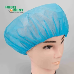 Disposable PP Non-woven Bouffant Round Cap With Elastic Rubber