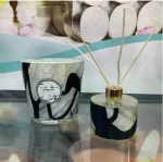 Luxury Black & White Marble Glass Candle and Reed Diffuser Set