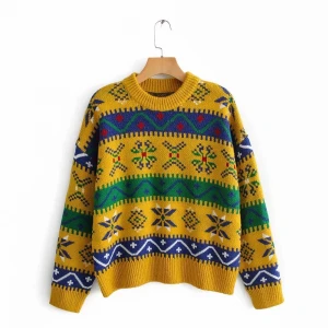 Chinese factory custom cotton knitted jacquard ugly christmas sweater