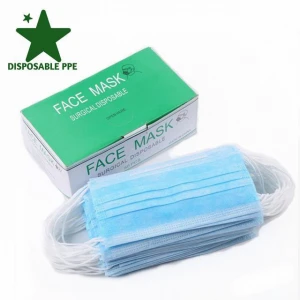 disposable nonwoven face mask 2/3ply white/blue/green
