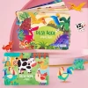 Wholesale Education Version Busy Book for Kids Animal Dinosaur Reusable Sticker Book Hook And Loop Quiet Book
