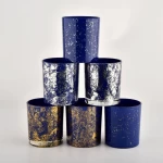 Wholesale golden printing dust with blue empty candle jars for candle making