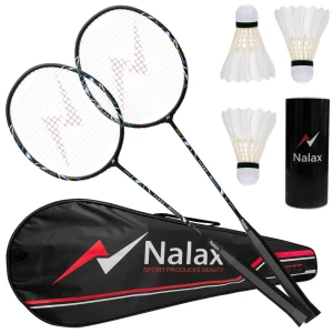 Carbon And Aluminum Integrated Badminton Racket With Three Duck Feather Shuttlecocks