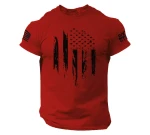 100% Cotton Men's T-Shirt Distressed American Patriotic Solid Design Casual Breathable Quick Dry 210g Fabric Weight OEM