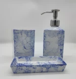 square bubble glazing ceramic bathroom sets-3pcs soap dispenser/tumbler/dish