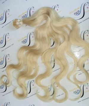 Keratin blond hair I Tip In Wave