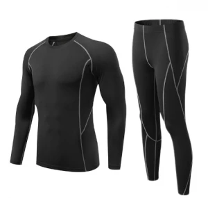 Outdoor mens Sports Suit 2 piece Gym Tight Set Running polyester Custom logo Tight Workout Set