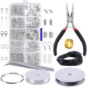 10 Grids Beginners Findings And Beading Metal Supplies Handmade Repair Tool With Accessories Wires Jewelry Making Kit DIY Pliers