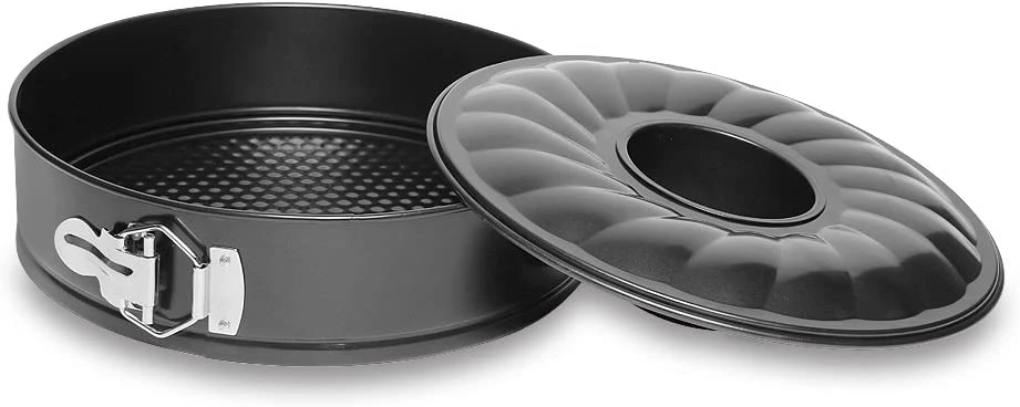 10 Inch Springform Cake Bundt Pan, Non-stick Carbon Steel Bakeware 2 in 1 with Removable Bottom
