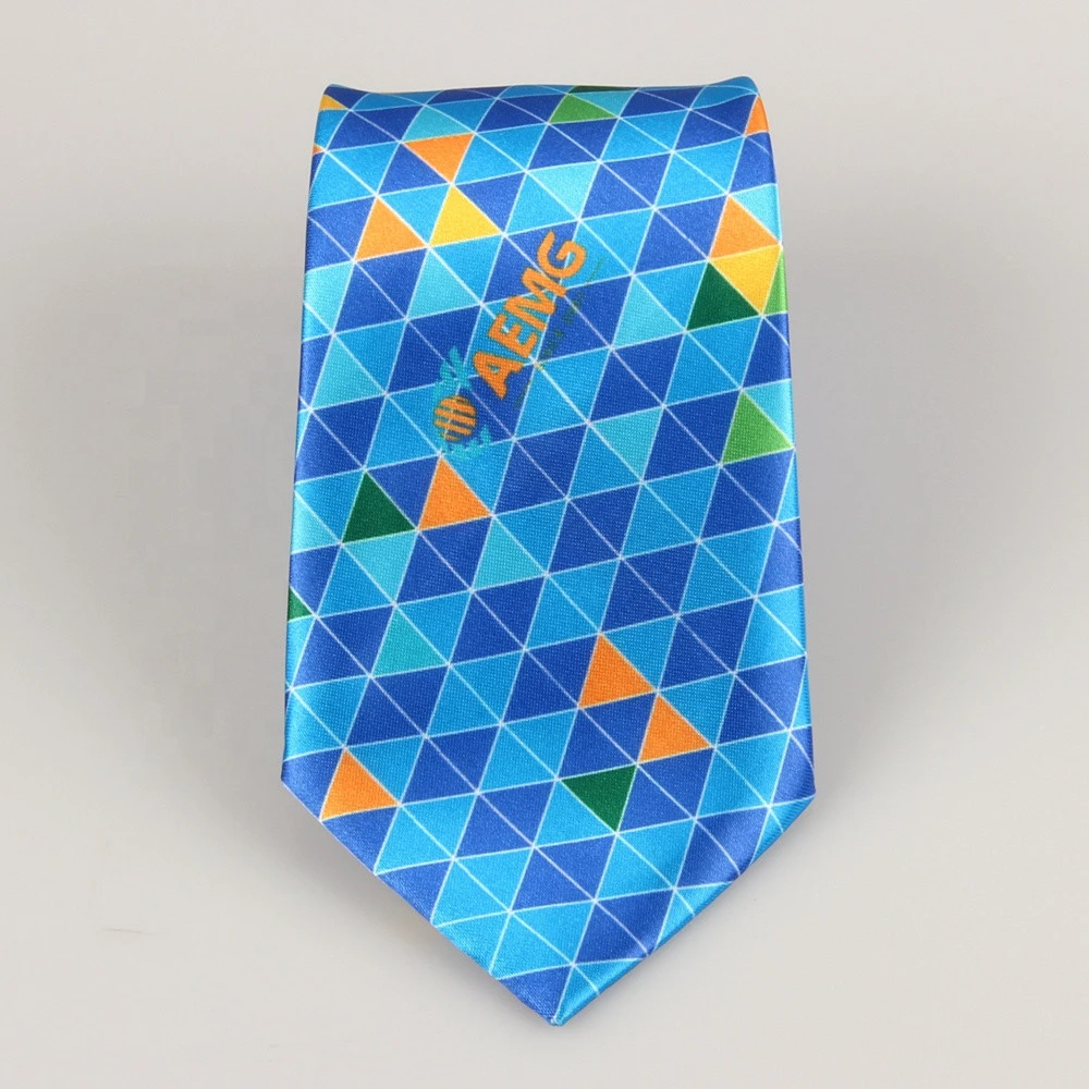 100% Real Nature Silk Navy Blue Red Digital Printed Tie Corbata Cravate