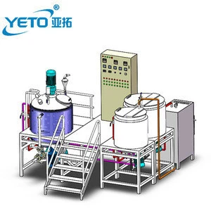 1000L fixed type automatic vacuum cosmetic body lotion cream mixer making machine , ointment emulsion homogenizer equipment