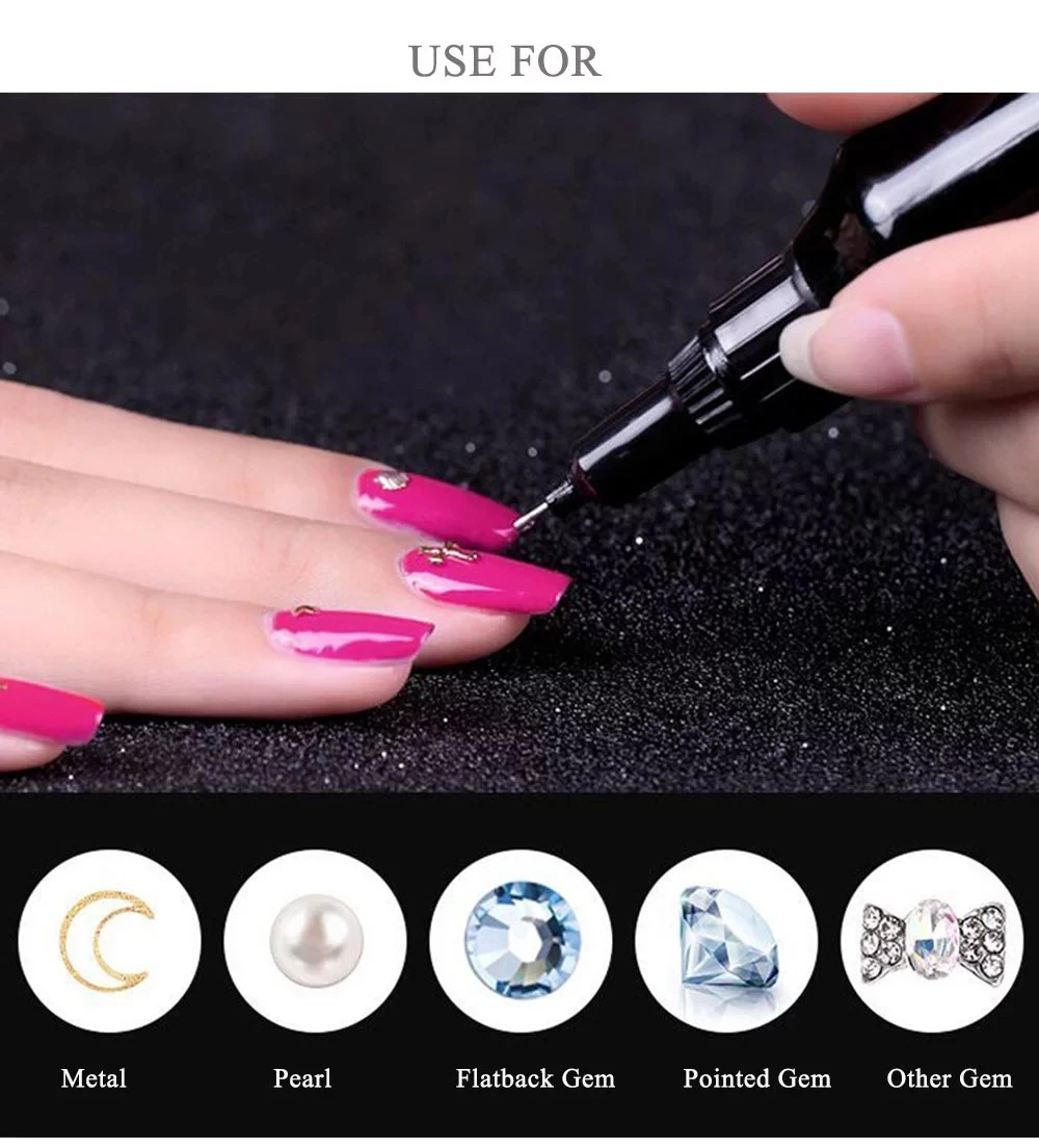 10ml UV Acrylic Needle Brush Easy To Point Drill Gel Nail Rhinestone Glue Clear Adhesives DIY Polish Studs Nails Art Accessory