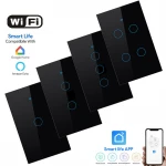 110V 220V 1/2/3 Gang Wi-Fi Controlled Power Wall Switch AU US American USA Standard Smart WIFI Light Touch Switch