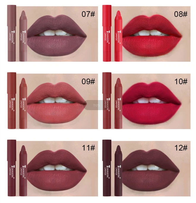 12 Colors nude vegan cosmetic lipstick wholesale cute pink lip stick long lasting waterproof sexy red matte lipstick