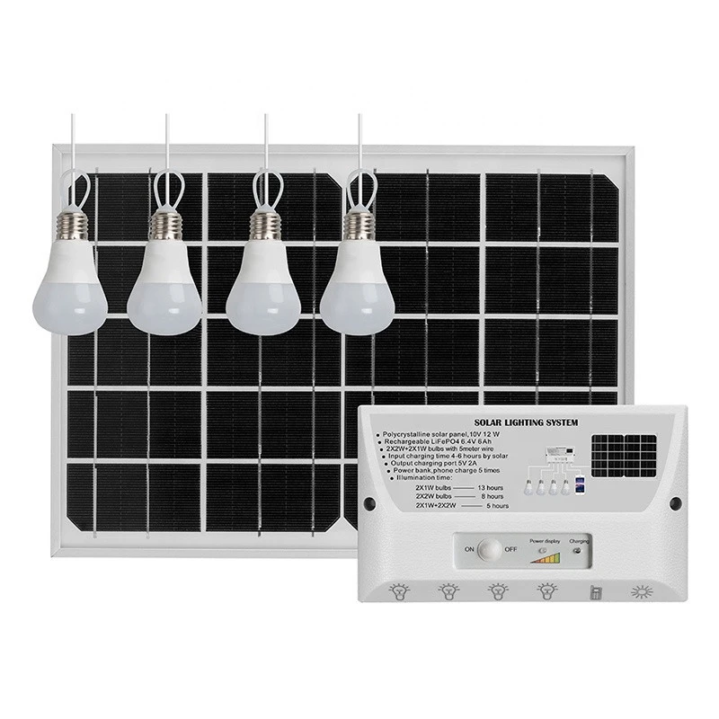 12 W Multiple-functions home solar energy system kit with   4 LED Bulbs for camping outdoor  indoor lighting solutions