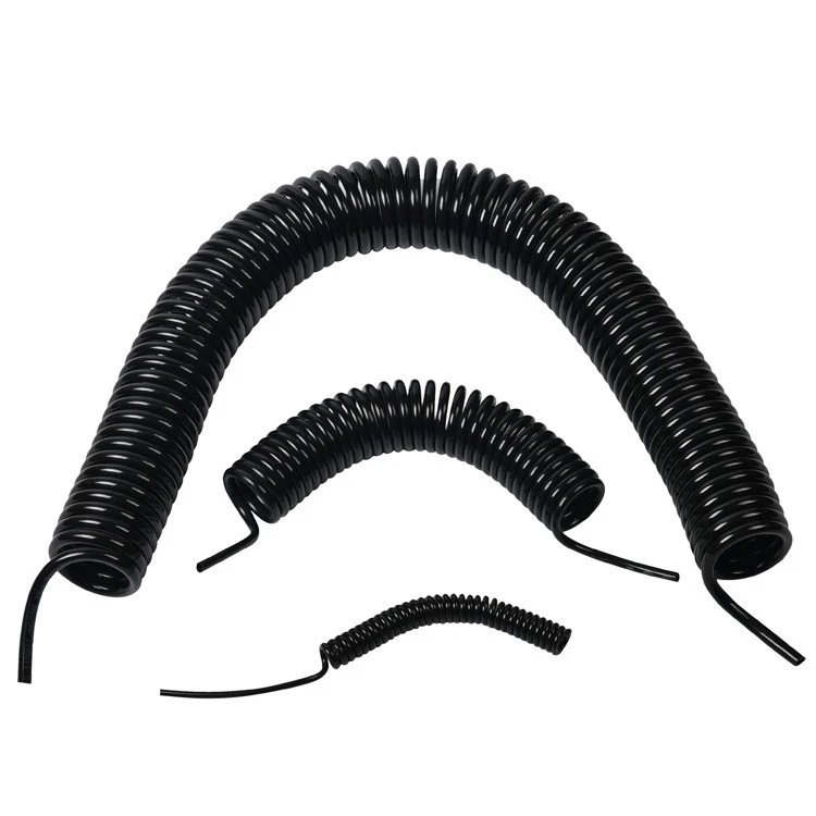 12mm 8mm diameter black spring 3M length towable flexible conduit PU PA tube hose for tractor with hose fitting nut