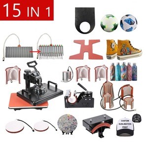 15 In 1 Combo Sublimation Pen Heat Press Machine T Shirt Heat Transfer Machine For Mug/Hat/Shoe/Phone Case/Pen/football/Keychain