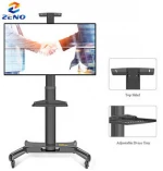 161 Height Adjustable Mobile TV Trolley Cart  Wheels Rolling LCD Floor Stand Mount for LED TV Plasma Screen 32-65 TV Rack