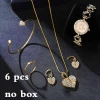 17KM Luxury watch jewelry Set Women Crystal Bracelet Stud Earring Necklace Set Ladies Watch Casual Quartz Watch