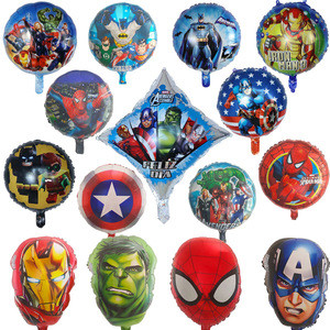 18 Inch Cartoon Character Spiderman Superhero Batman Man Iron Printed Round Spanish Globos Foil Helium Balloons For Kids Toy