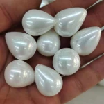 19*25 mm drop shape shell loose pearl,mother of pearl,sea-shell pearl,half hole drilled