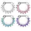 1PC Stainless Steel Colorful Crystal Gem Tribal Hinged Nose Septum Clicker Nipple Ear Cuff Piercing Ring Charming Jewelry 16g