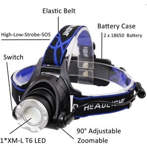 2000lm zoom rechargeable waterproof powerful miner headlamp
